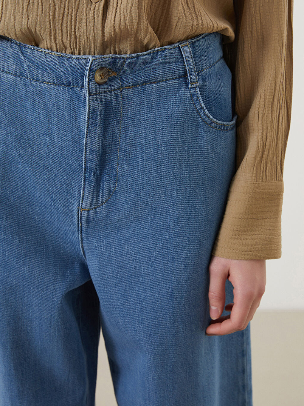 LCWAIKIKI Classic Elastic Waist Wide Leg Women's Jeans -S5J650Z8-H45