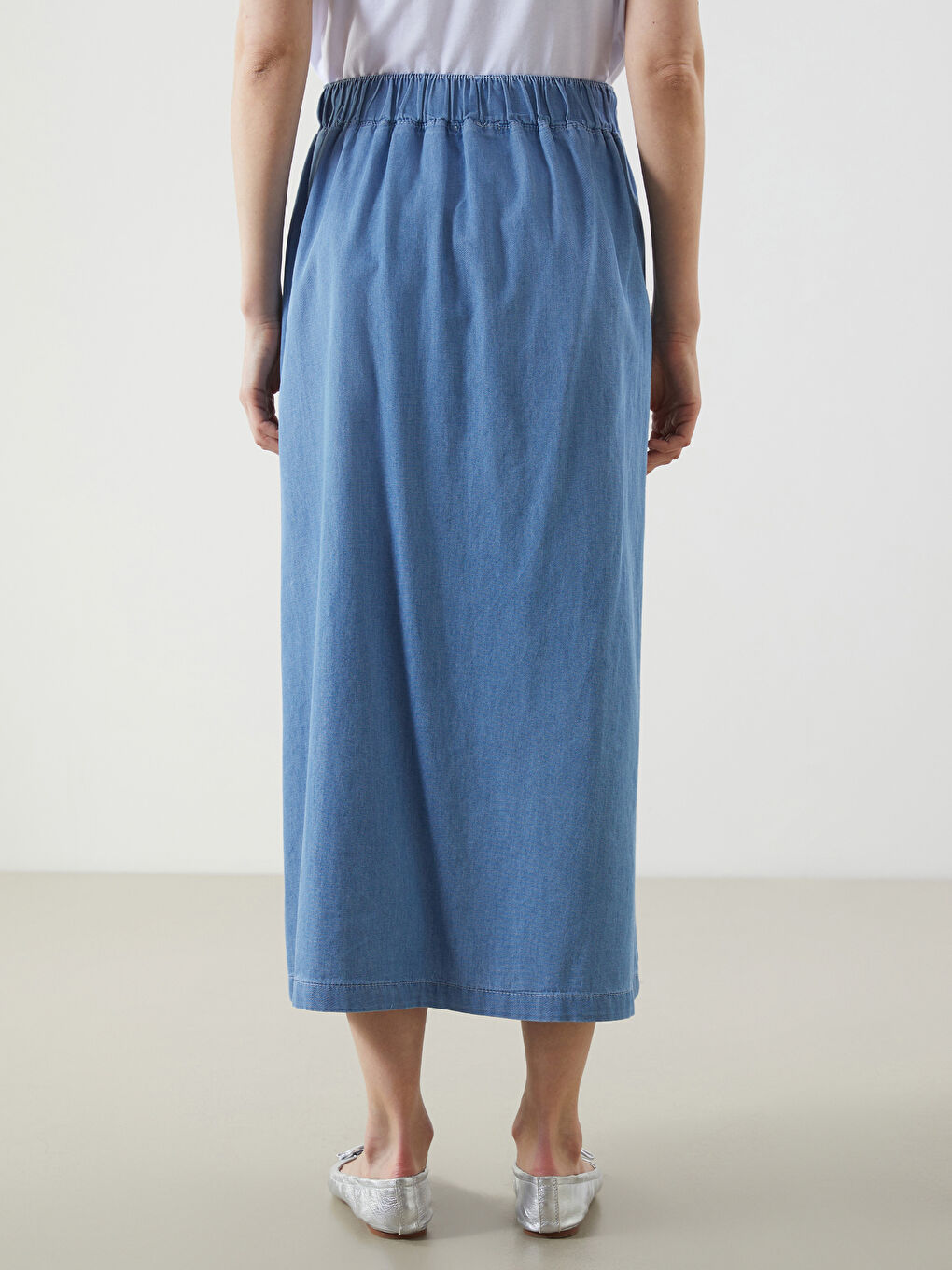 Elastic Waist A-Line Women's Jean Skirt -S5J651Z8-H45