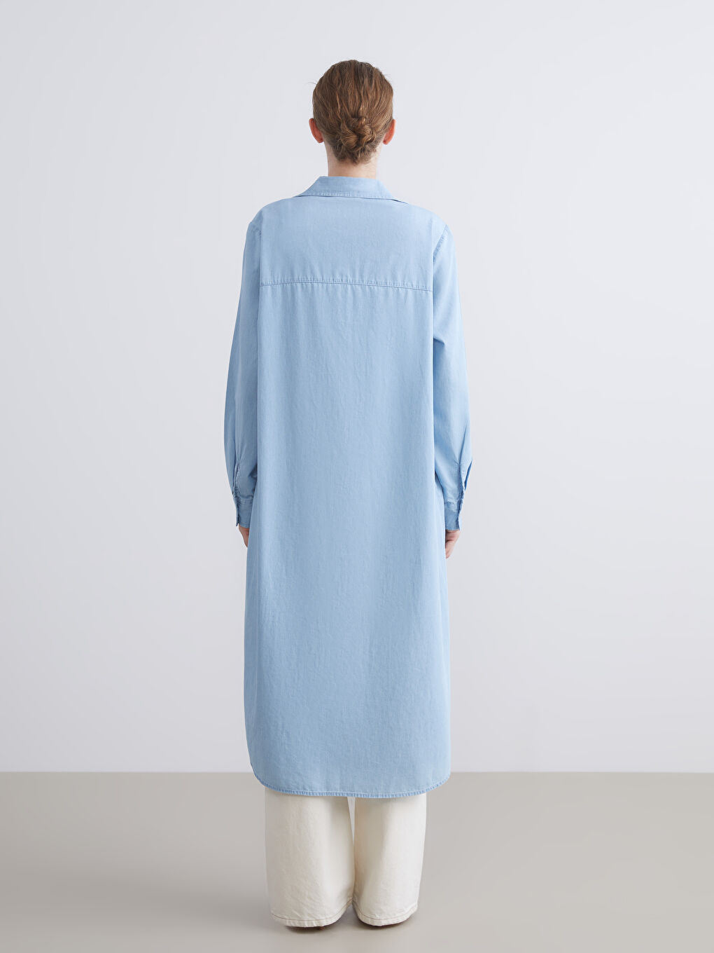 LCWAIKIKI Classic Collared Neck Women's Denim Tunic -S5J654Z8-311