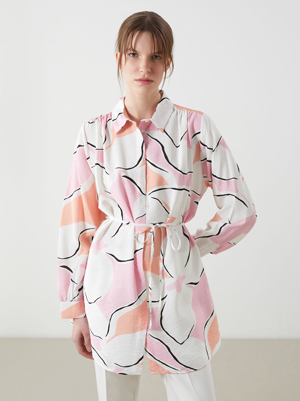 Patterned Women's Shirt Tunic -S5J667Z8-LRA
