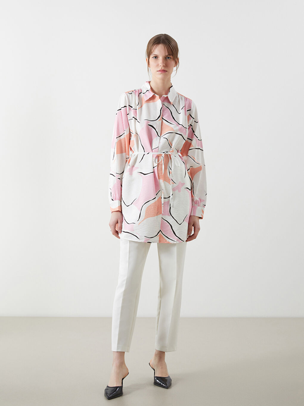 Patterned Women's Shirt Tunic -S5J667Z8-LRA