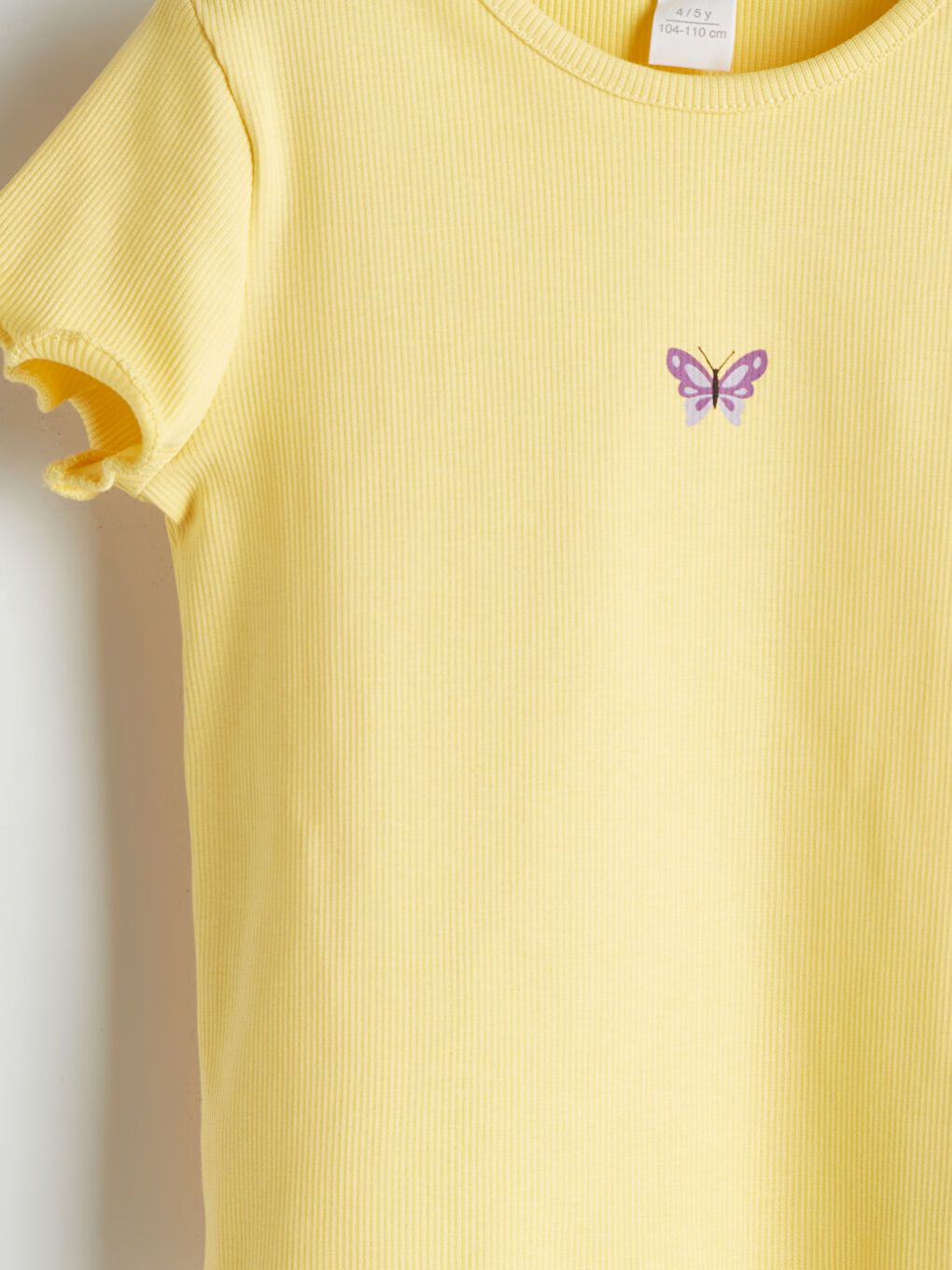 Crew Neck Butterfly Printed Girls' T-Shirt -S5J672Z1-FRN