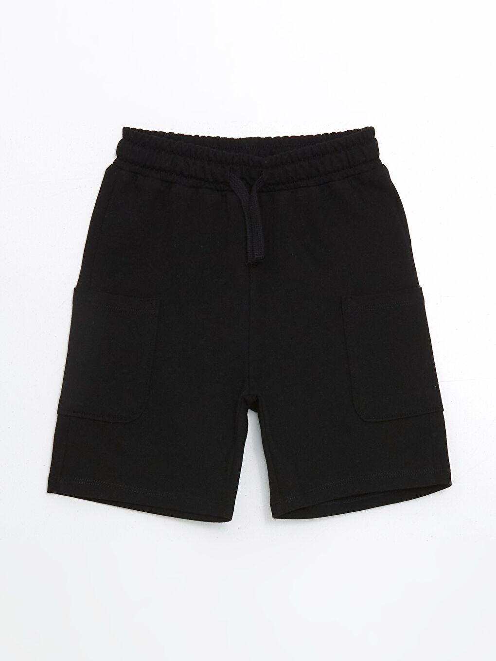 Siyah Basic Beli Lastikli Bağcıklı Erkek Çocuk Şort
