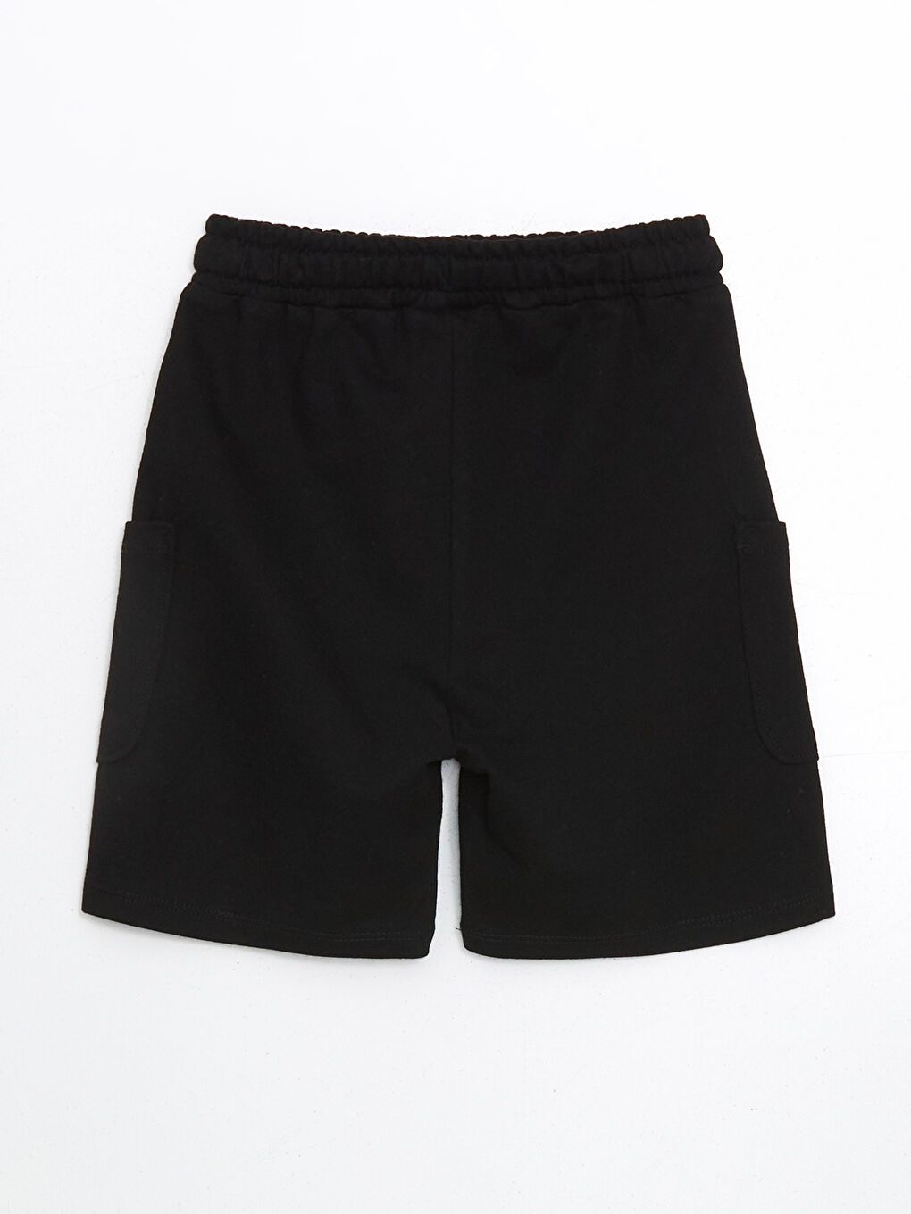 Siyah Basic Beli Lastikli Bağcıklı Erkek Çocuk Şort-2