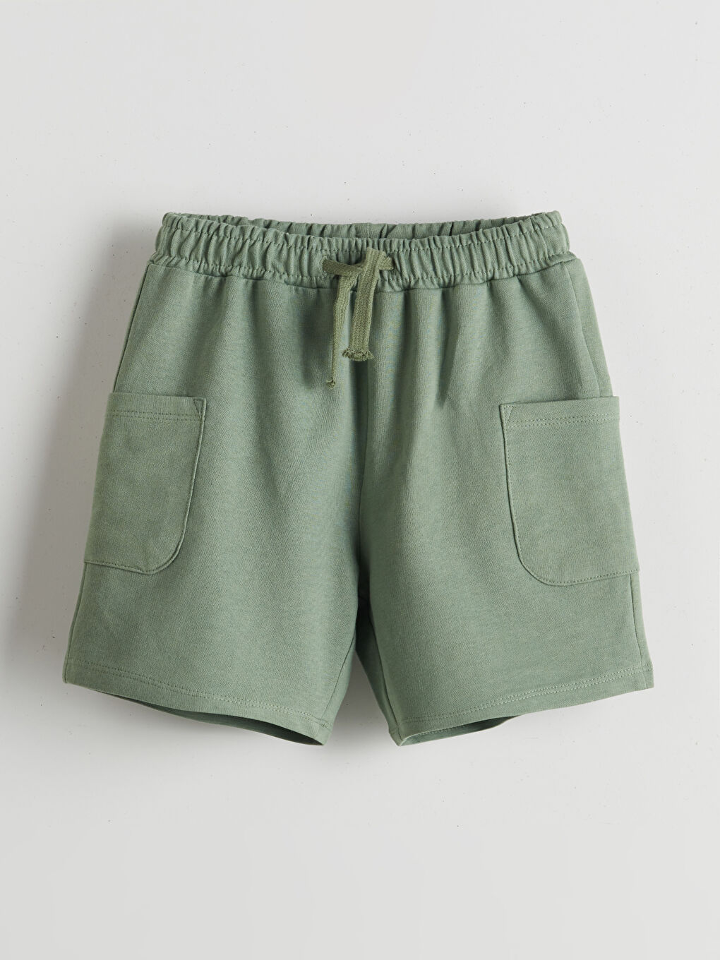 Yeşil Basic Beli Lastikli Bağcıklı Erkek Çocuk Şort