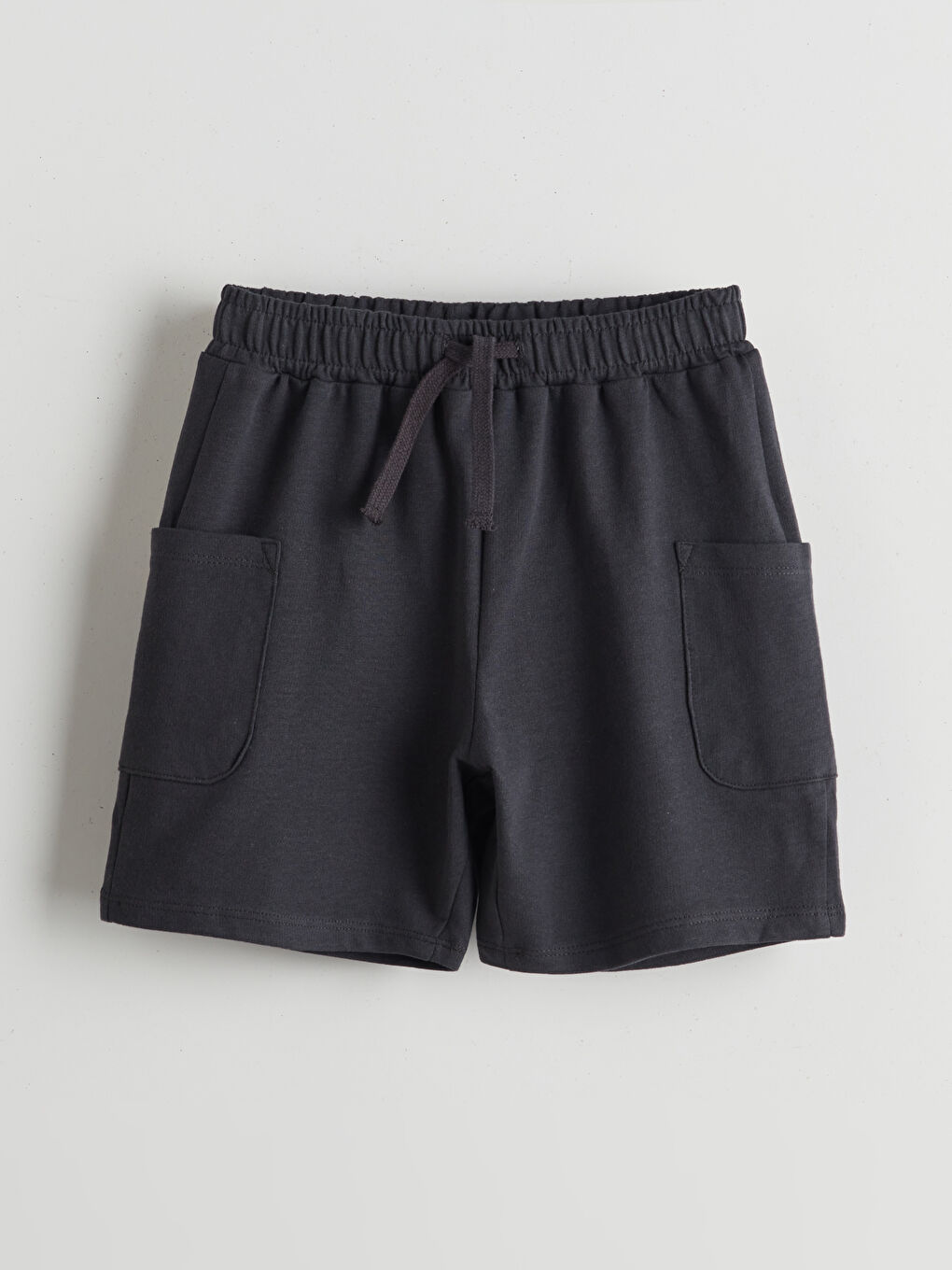 Antrasit Basic Beli Lastikli Bağcıklı Erkek Çocuk Şort