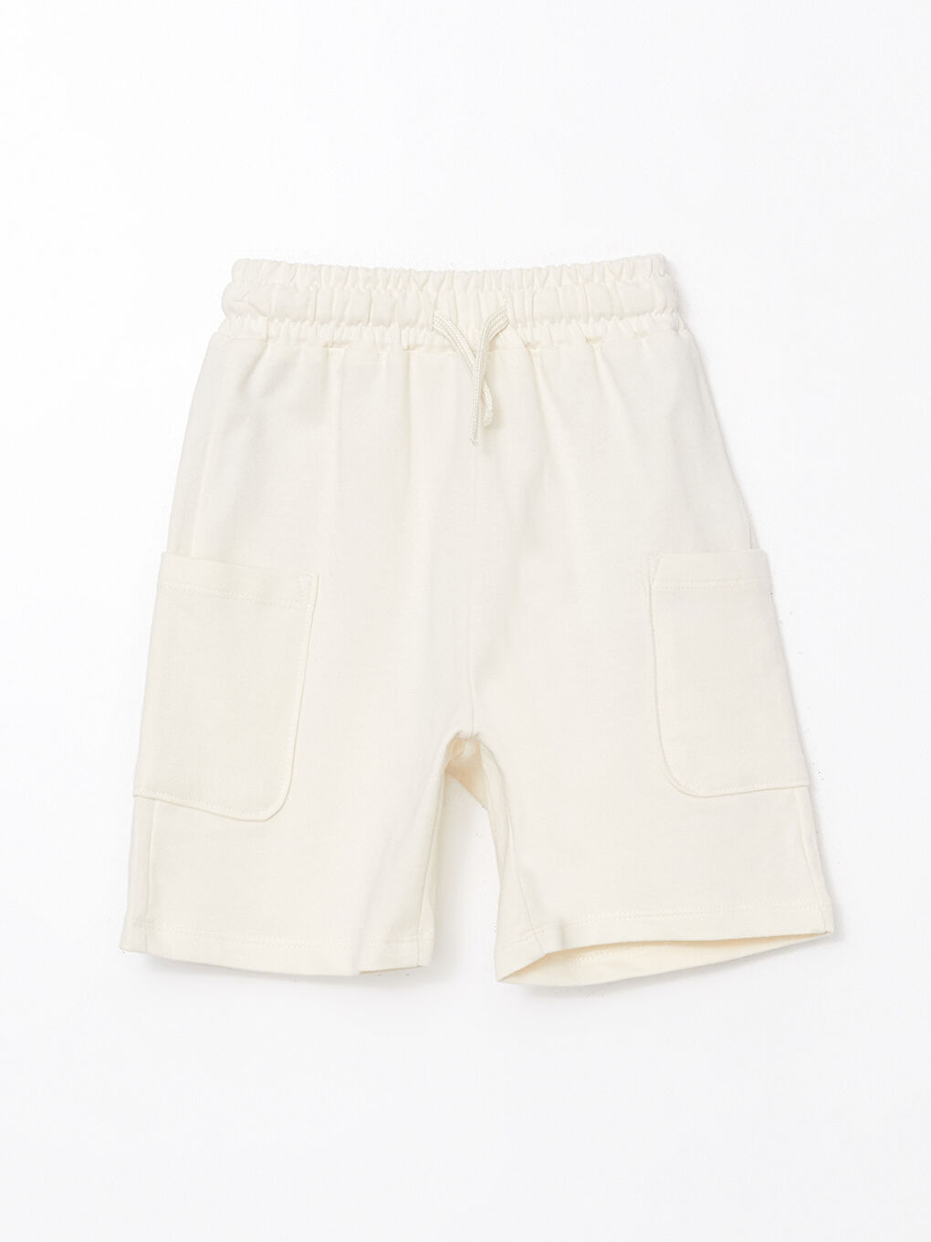 Bej Basic Beli Lastikli Bağcıklı Erkek Çocuk Şort