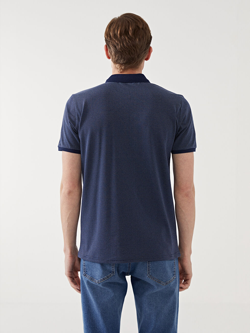 Polo Neck Short Sleeve Striped Men's T-Shirt -S5J730Z8-YB0