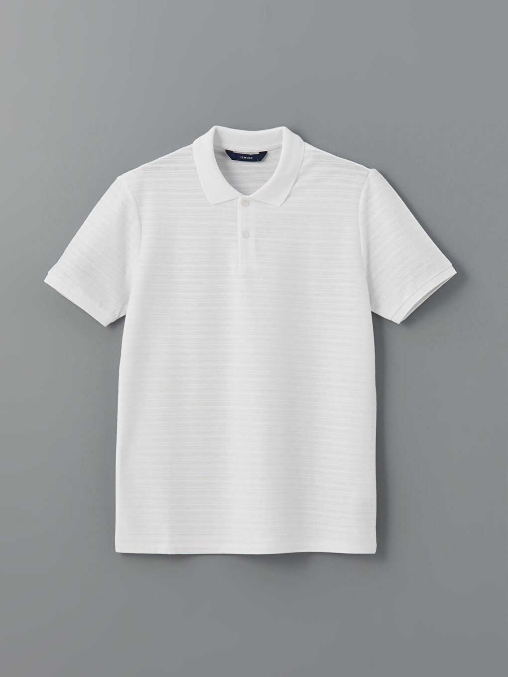 Beyaz Polo Yaka Kısa Kollu Erkek Tişört-4