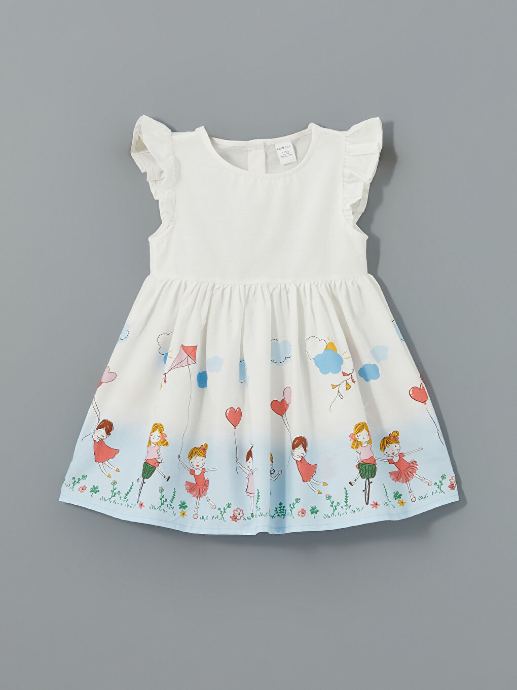 Mavi Bisiklet Yaka Çizgili Kız Çocuk Elbise