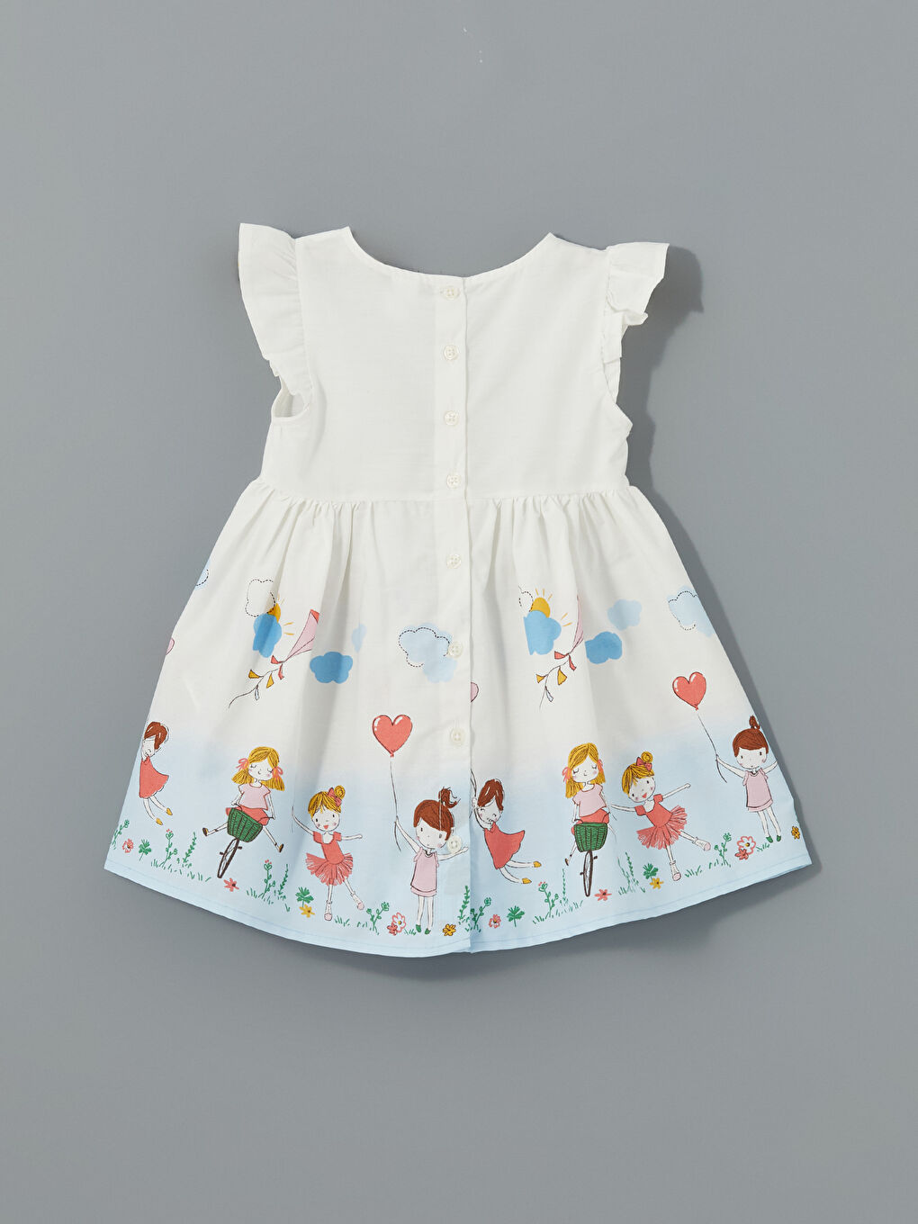 Mavi Bisiklet Yaka Çizgili Kız Çocuk Elbise-2