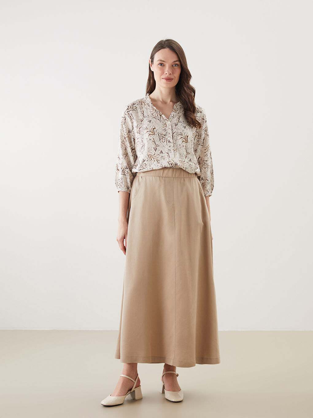 LCW Grace Notch Neck Patterned Women's Shirt -S5J757Z8-LQB