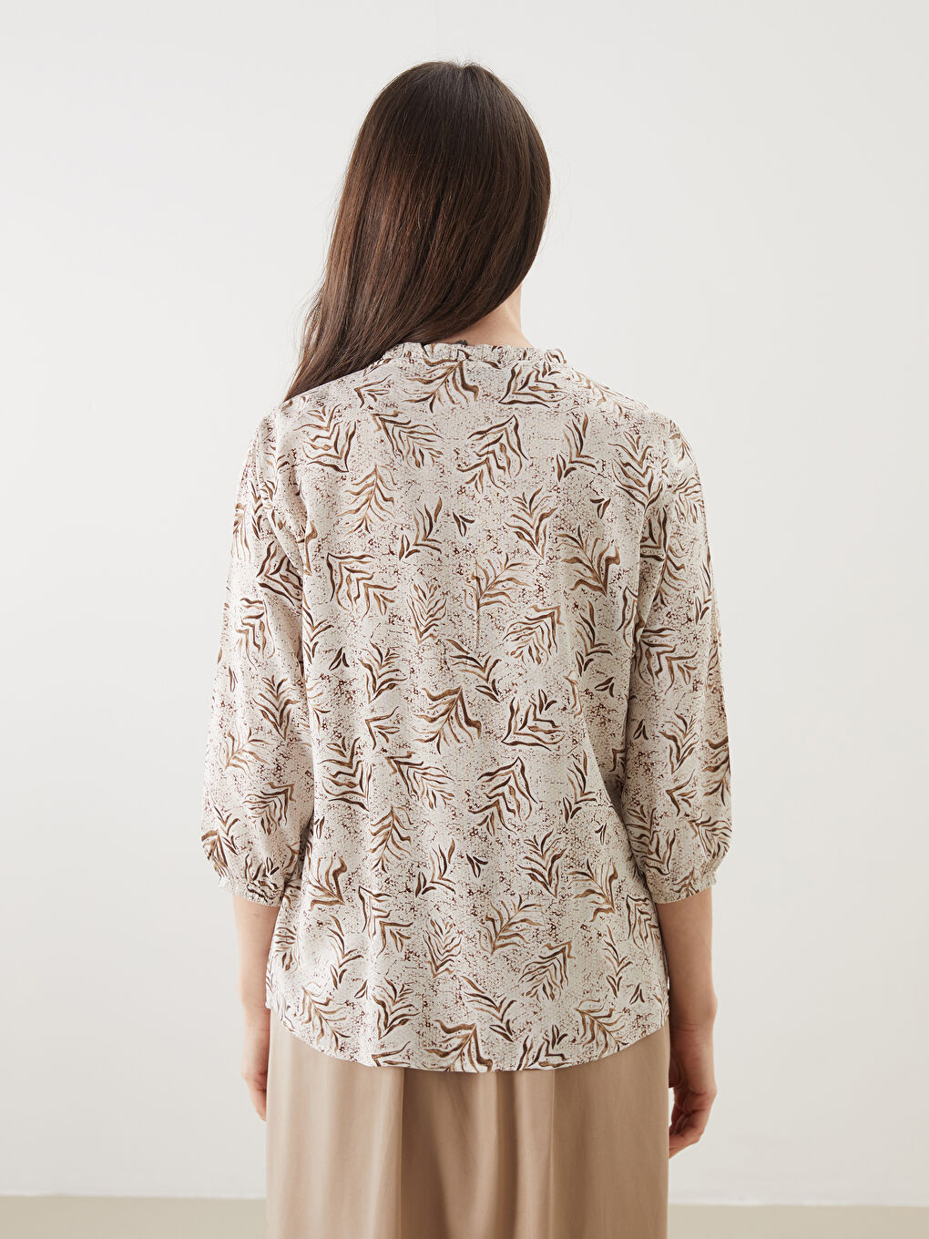 LCW Grace Notch Neck Patterned Women's Shirt -S5J757Z8-LQB