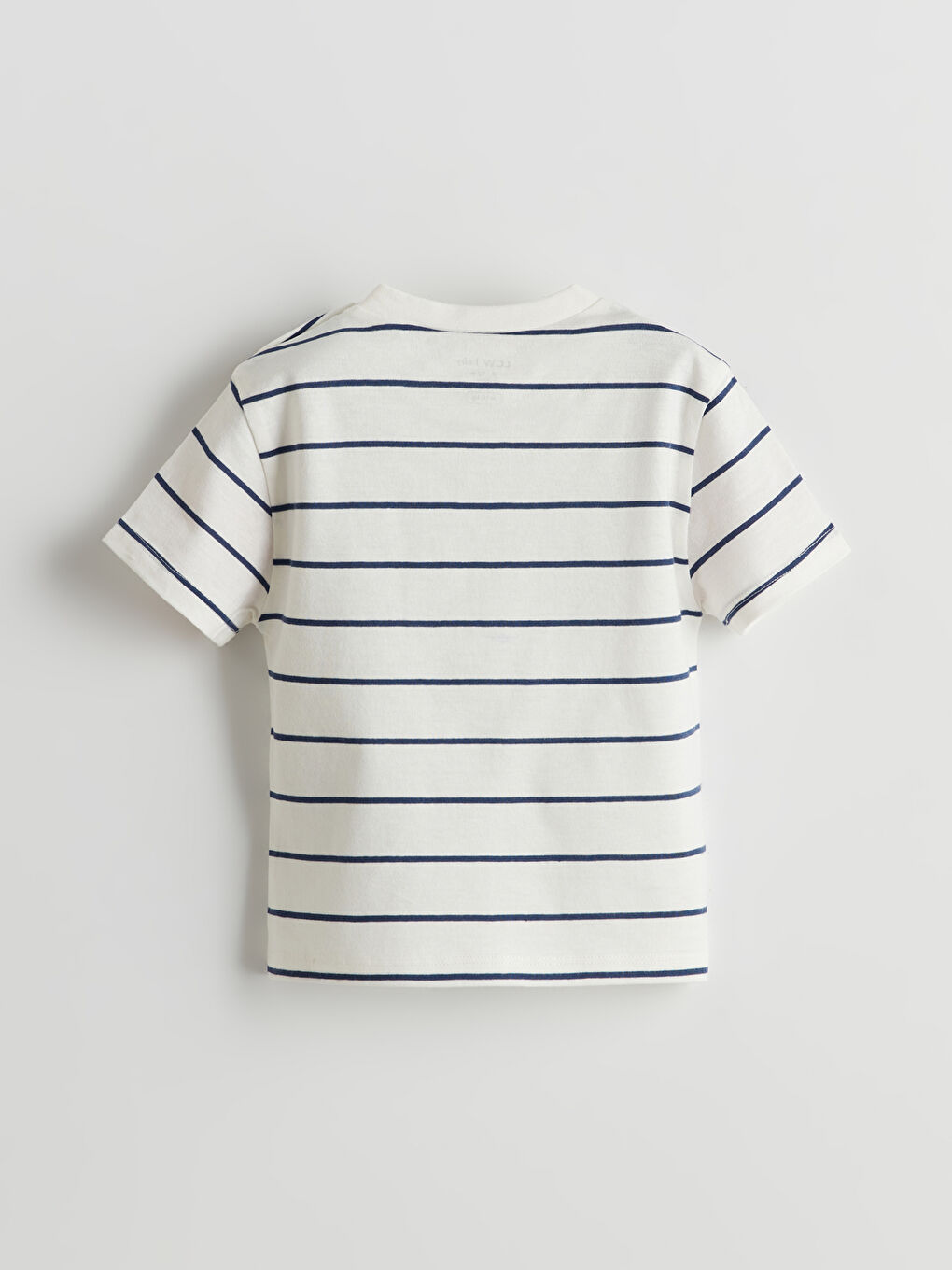 Ekru Bisiklet Yaka Çizgili Erkek Bebek Tişört-2