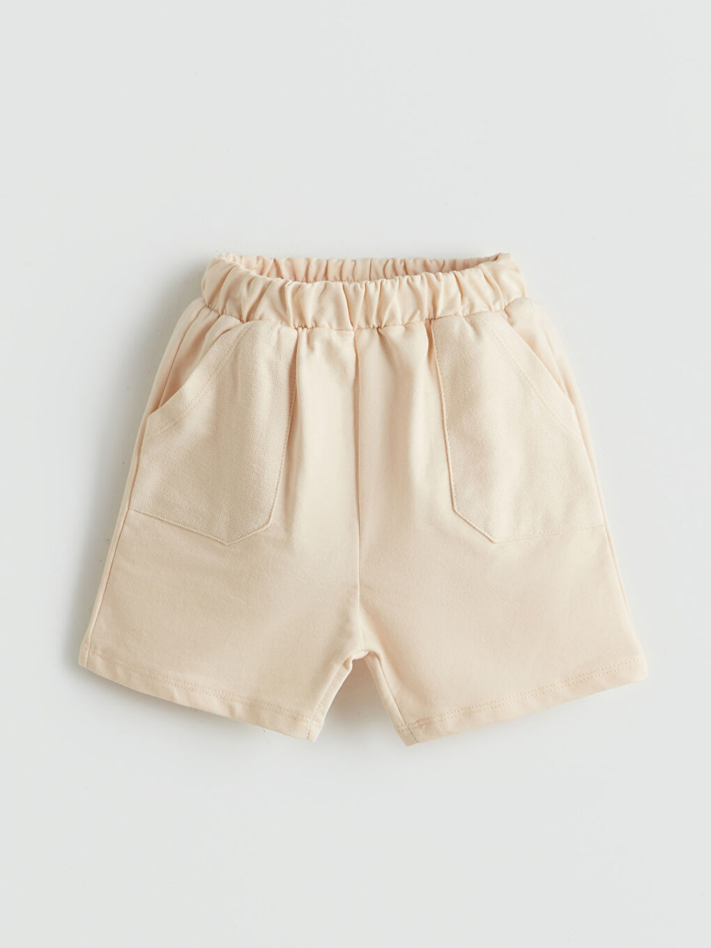 Bej Beli Lastikli Erkek Bebek Cepli Şort