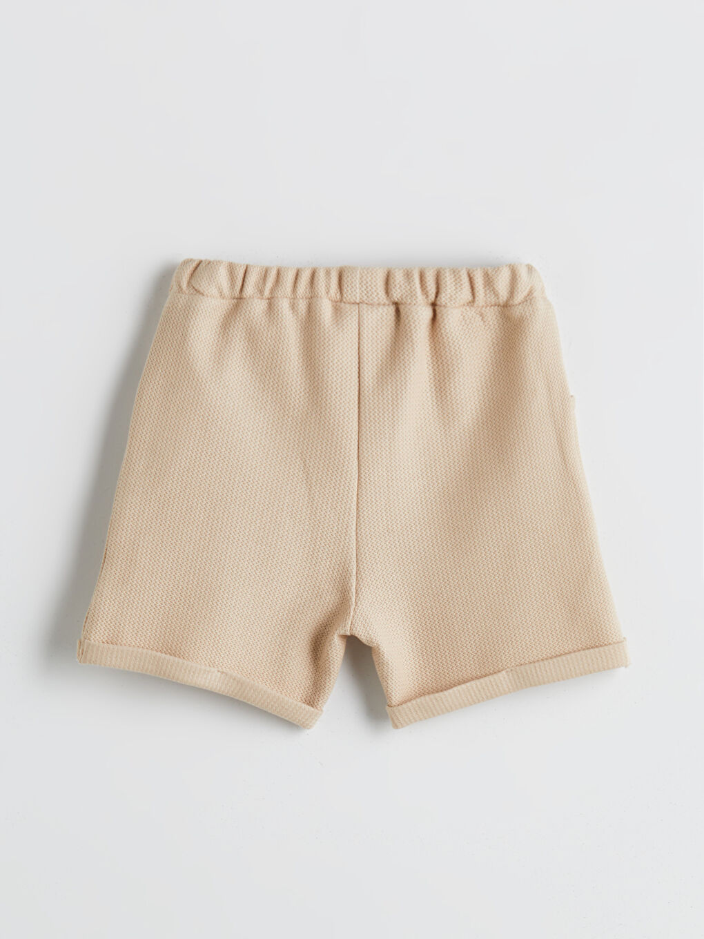 Bej Beli Lastikli Basic Erkek Bebek Şort-1