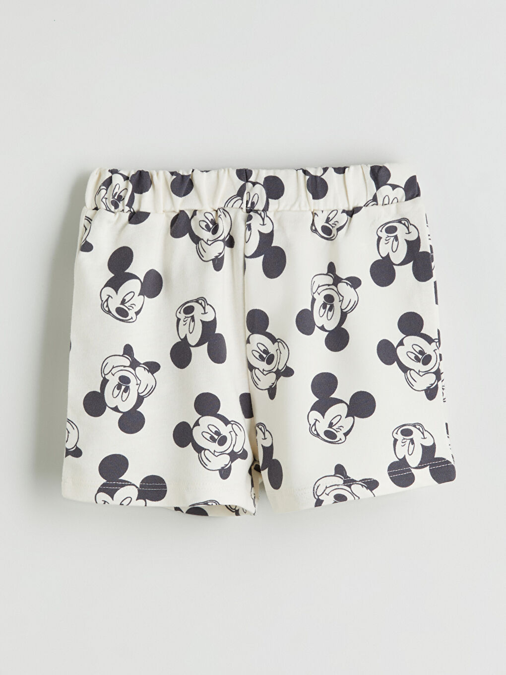 Ekru Mickey Mouse Baskılı Erkek Bebek Şort