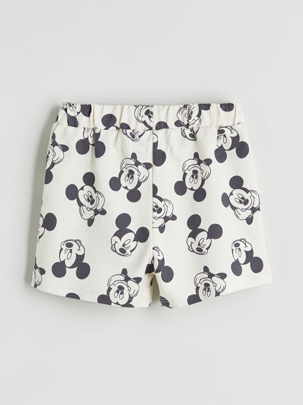 Ekru Mickey Mouse Baskılı Erkek Bebek Şort-2