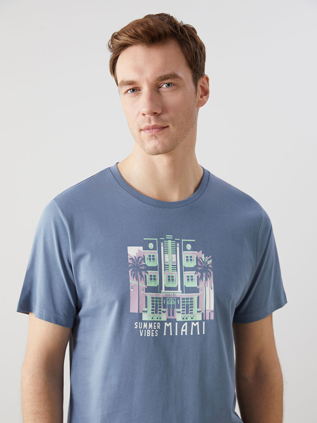 Crew Neck Short Sleeve Printed Combed Cotton Men's T-shirt -S5J818Z8-H8X