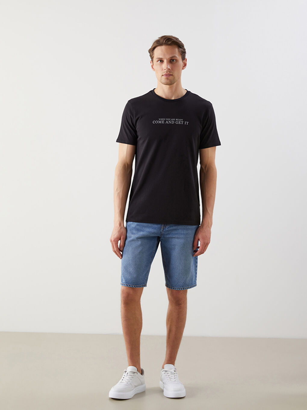 Crew Neck Short Sleeve Printed Combed Cotton Men's T-shirt -S5J830Z8-CVL