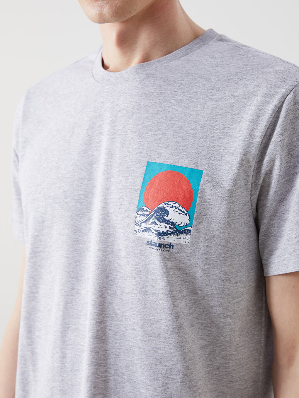 Crew Neck Short Sleeve Printed Combed Cotton Men's T-shirt -S5J875Z8-JMD