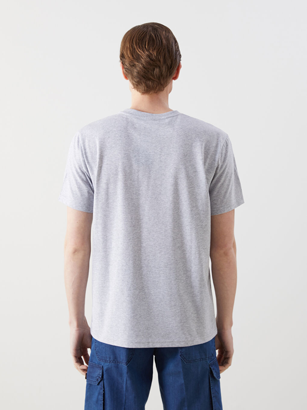 Crew Neck Short Sleeve Printed Combed Cotton Men's T-shirt -S5J875Z8-JMD