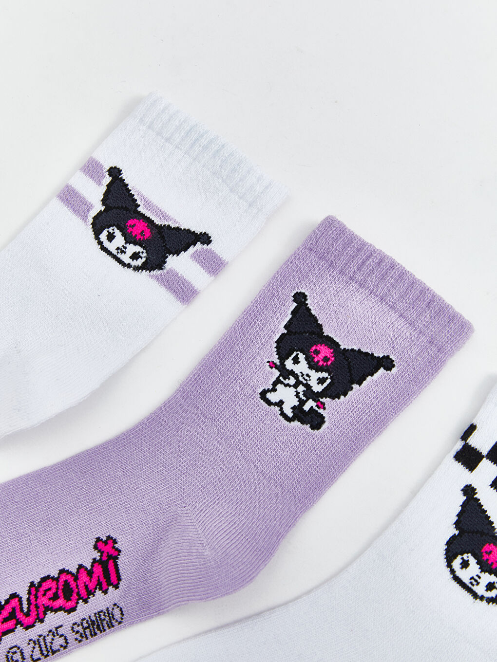 LCW Kids Kuromi Patterned Girls' Ankle Socks 3-Pack -W50393Z4-FEW