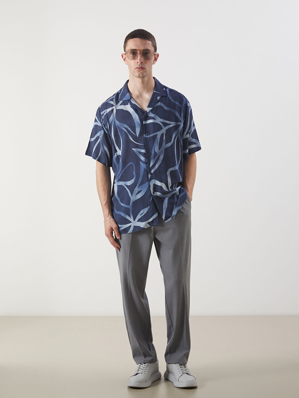 Mavi Regular Fit Kısa Kollu Desenli Erkek Gömlek-1