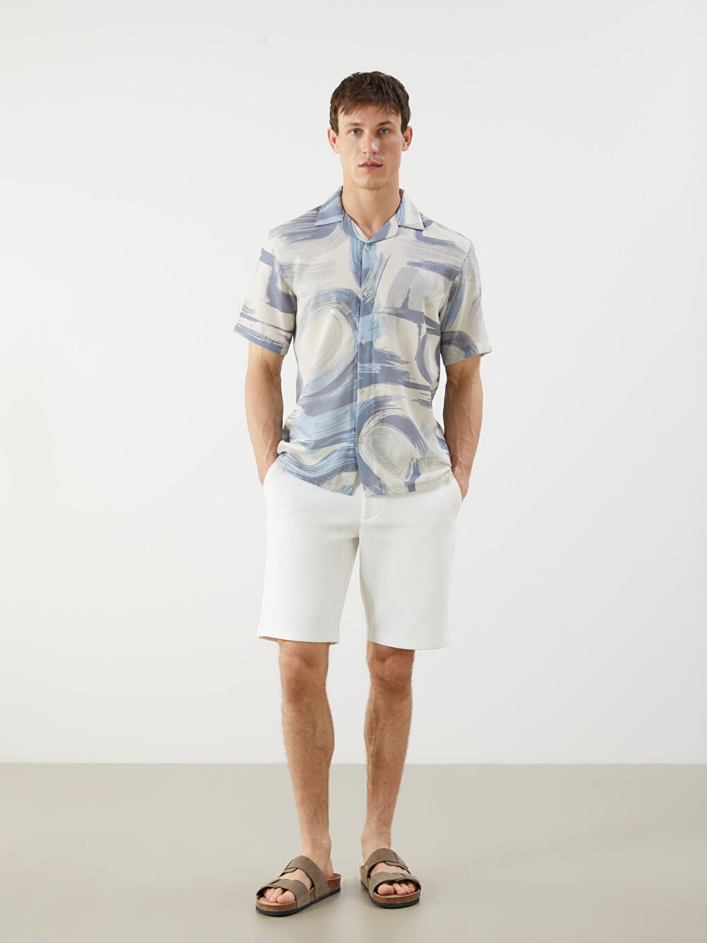 Regular Fit Short Sleeve Patterned Men's Shirt-1