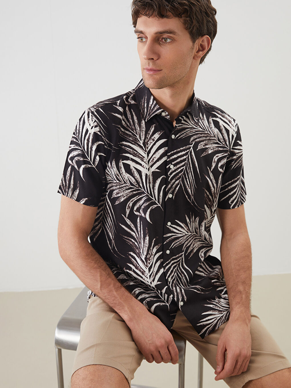 SOUTHBLUE Regular Fit Short Sleeve Patterned Viscose Men's Shirt -S5J918Z8-LQJ