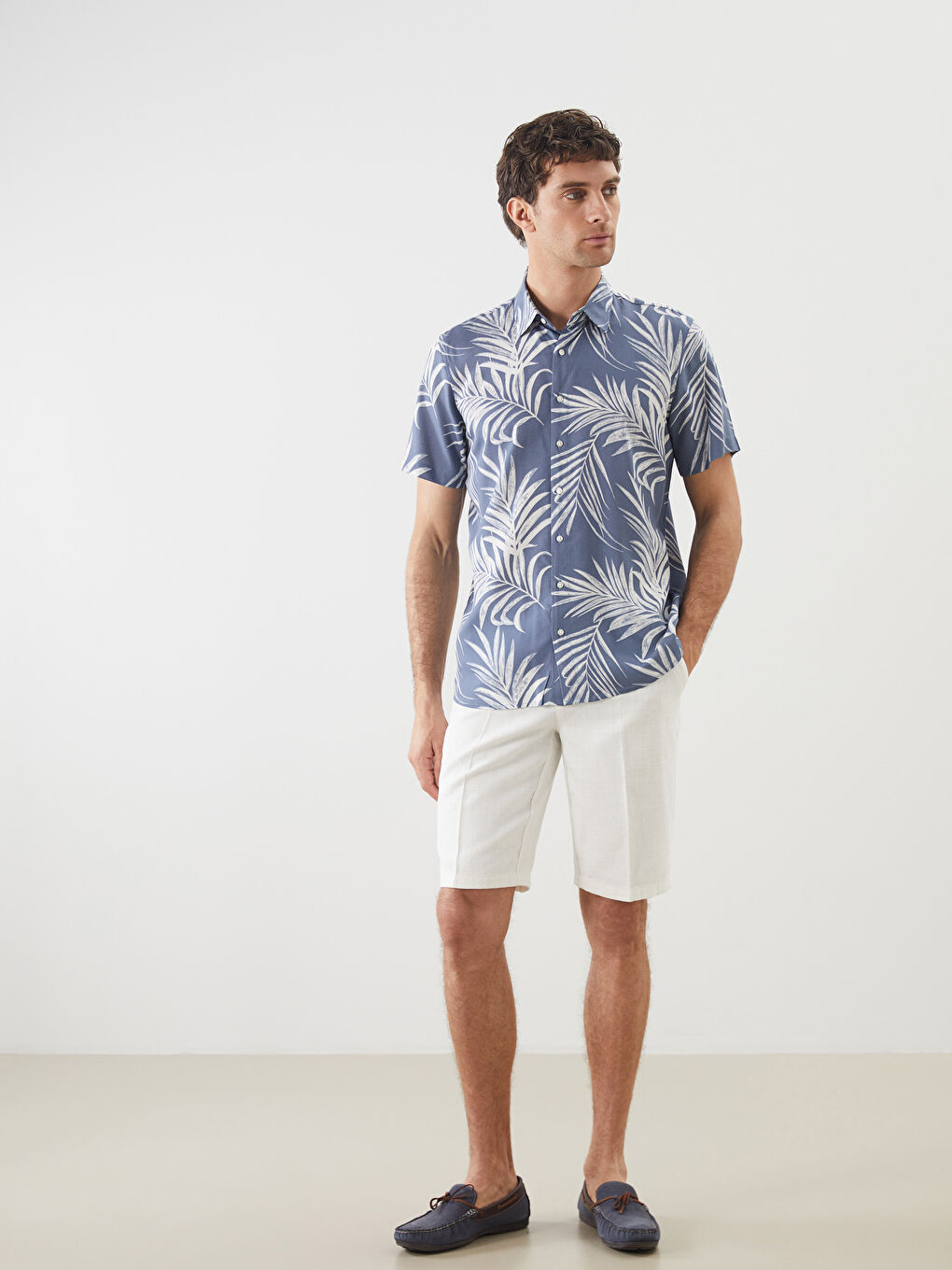 SOUTHBLUE Regular Fit Short Sleeve Patterned Viscose Men's Shirt -S5J918Z8-LU7