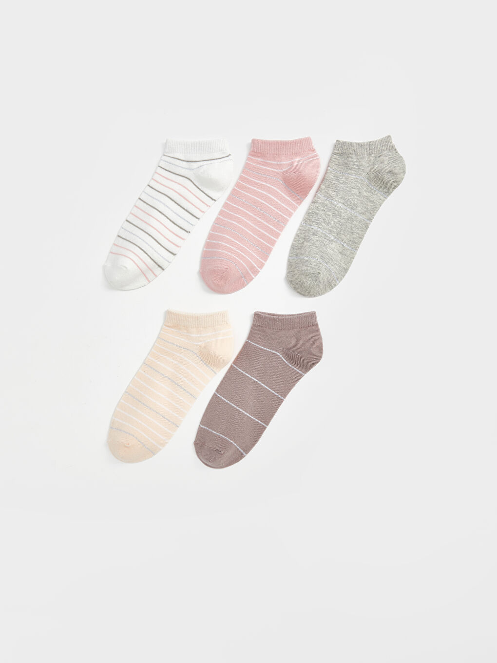 LCW DREAM Striped Women's Trainer Socks 5 Pack -W50456Z8-FDU