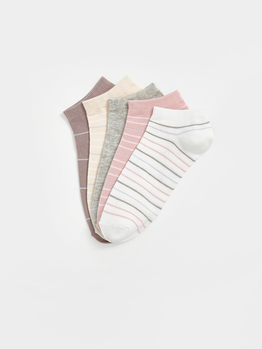 LCW DREAM Striped Women's Trainer Socks 5 Pack -W50456Z8-FDU