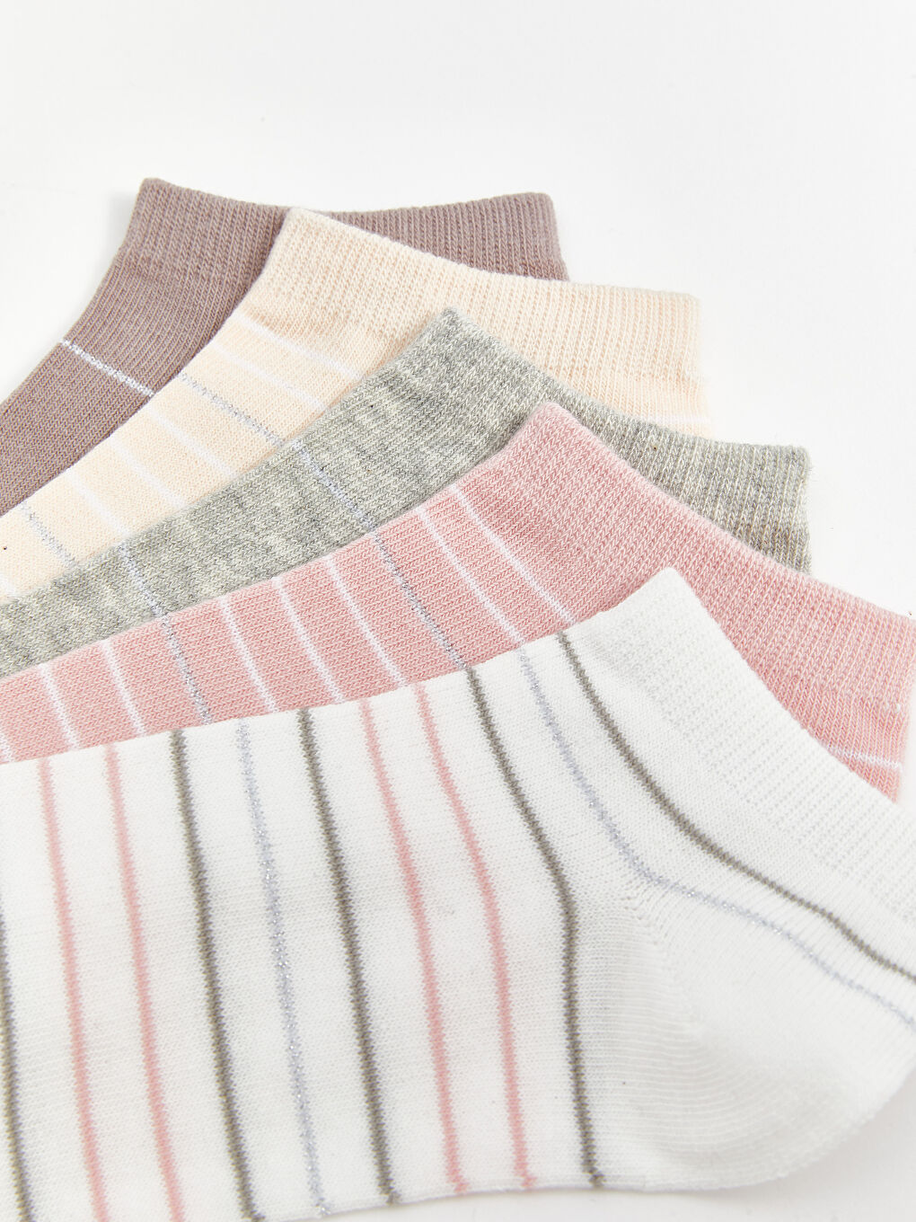 LCW DREAM Striped Women's Trainer Socks 5 Pack -W50456Z8-FDU
