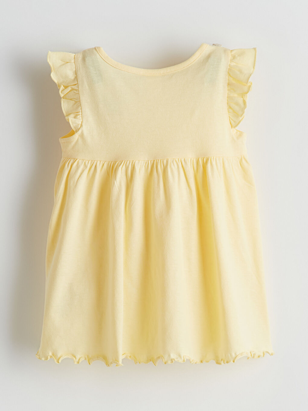 Sarı Fırfır Detaylı Bisiklet Yaka Kız Bebek Elbise-1
