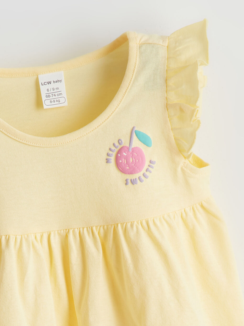 Sarı Fırfır Detaylı Bisiklet Yaka Kız Bebek Elbise-2