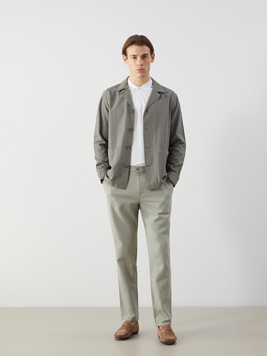 Standard Pattern Linen Look Men's Blazer Jacket -S5J935Z8-J2L