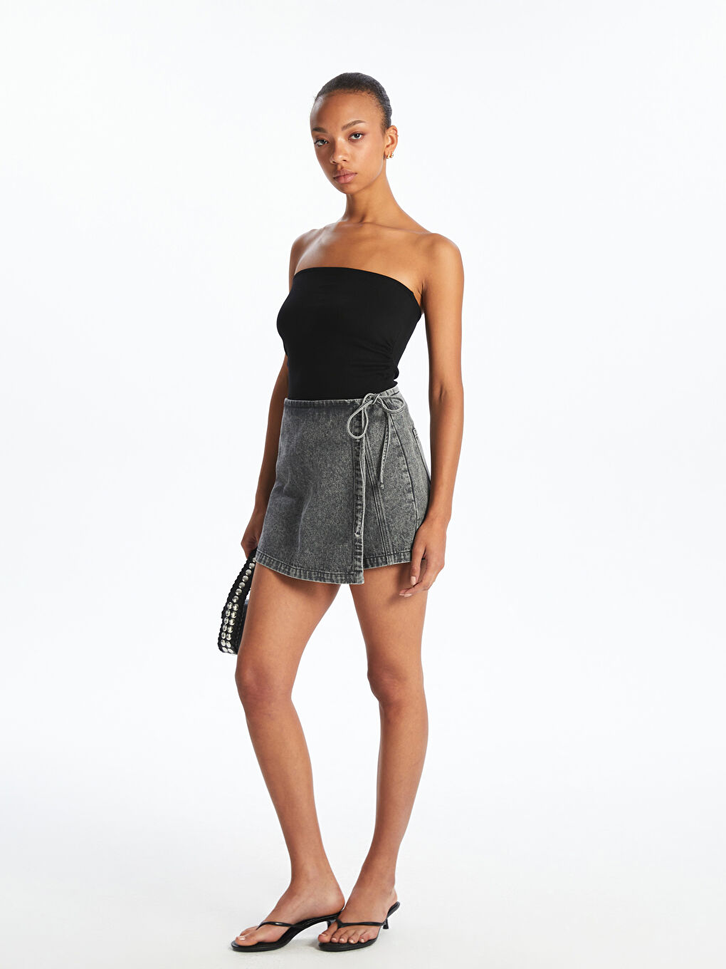 Standard Fit Women's Denim Skort -S5J955Z8-GRD