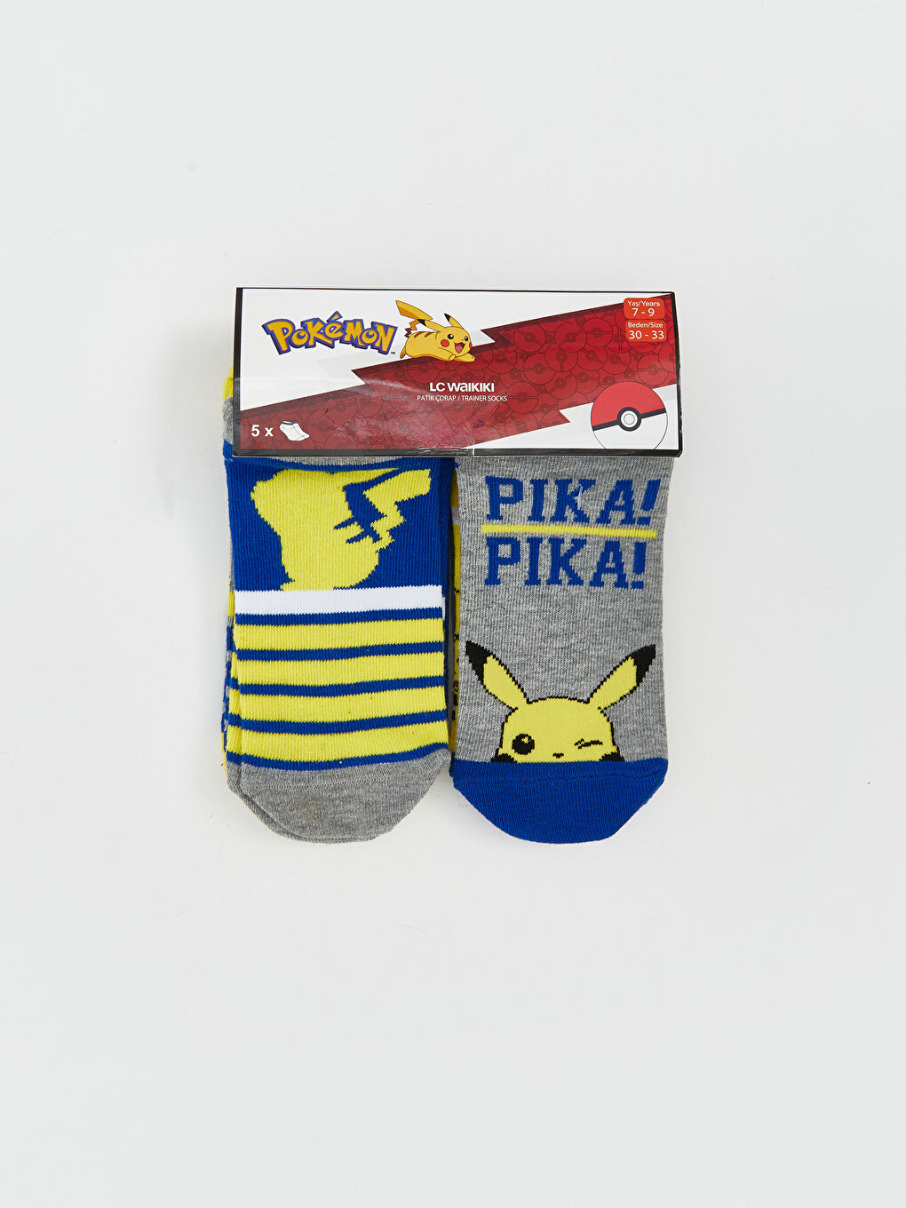 Узорчатые короткие носки с Пикачу для мальчиков, комплект из 5 штук-2