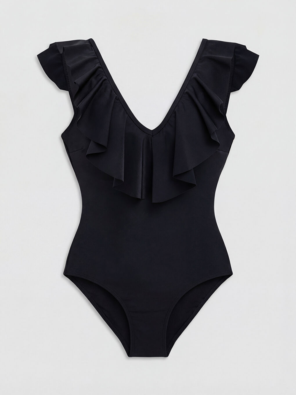 Siyah V Yaka Kadın Mayo