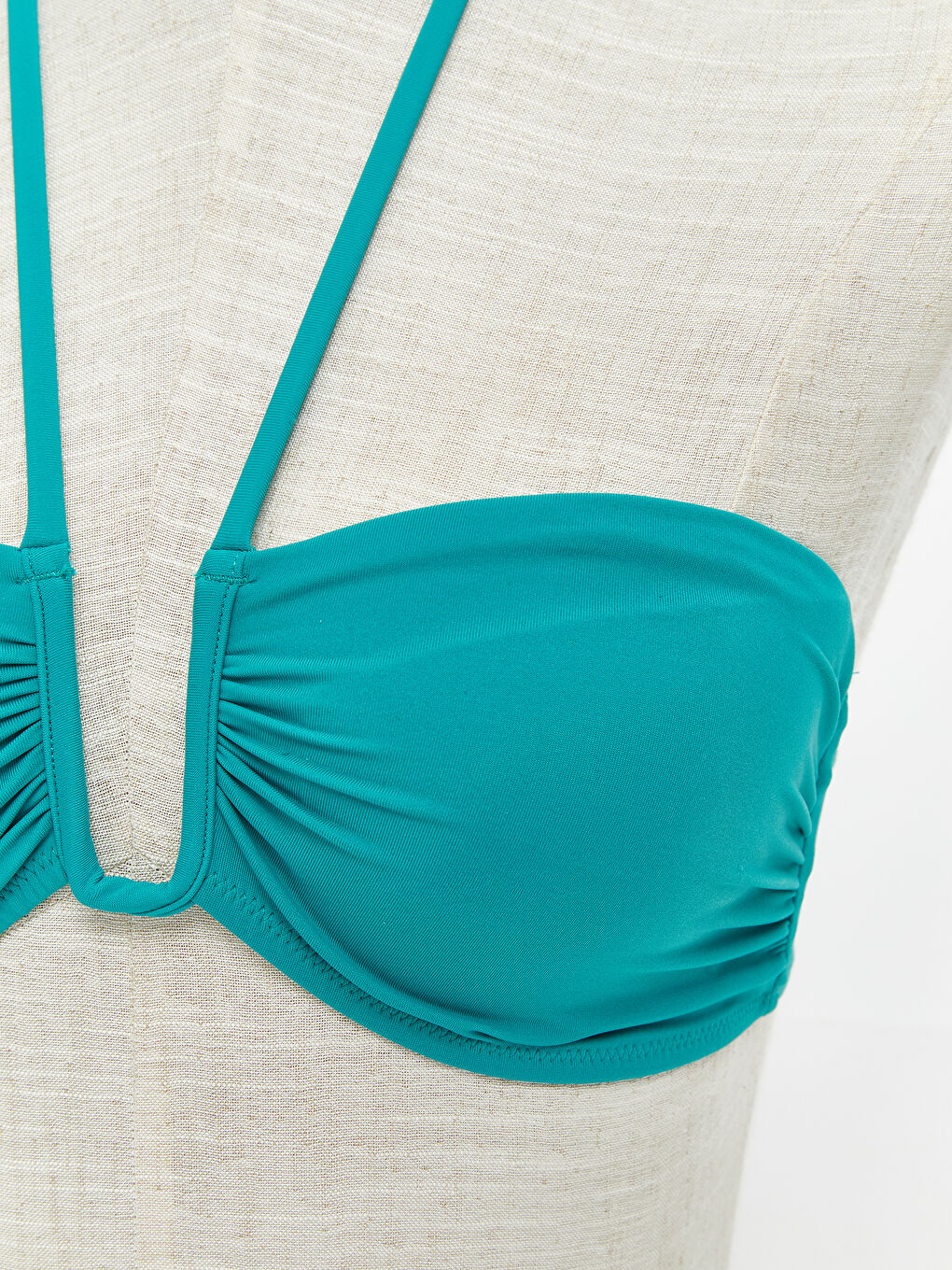 Women's Halter Neck Detail Plain Bikini Top -S5JA58Z8-YTU