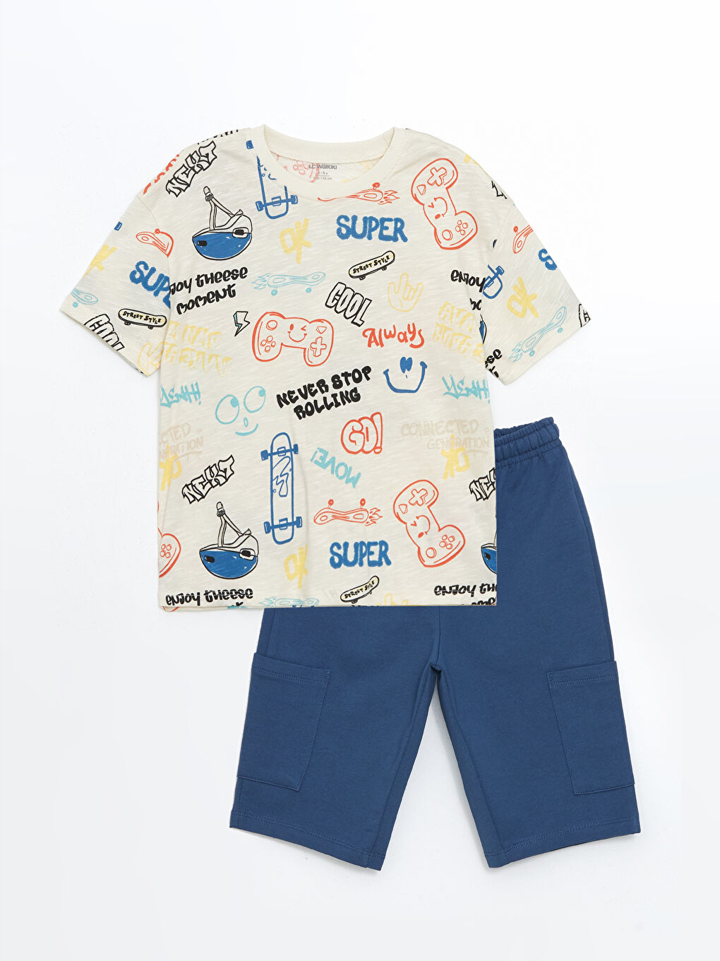 Crew Neck Printed Baby Boy T-Shirt And Shorts Set (2 Pieces) -S5JB19Z1-LQA
