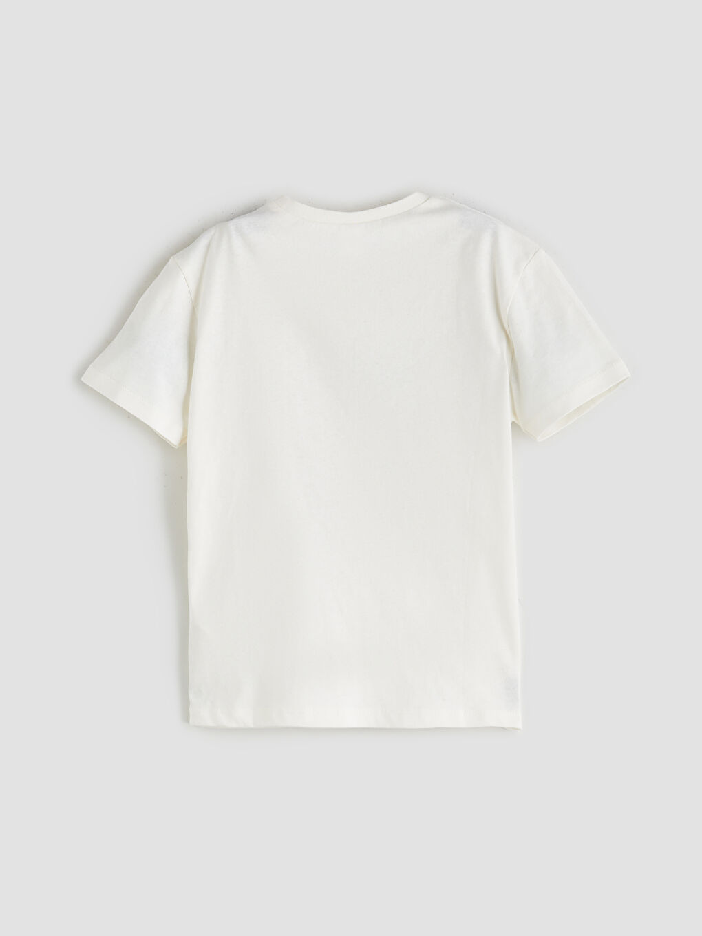 Ekru Bisiklet Yaka Baskılı Erkek Çocuk Tişört-1