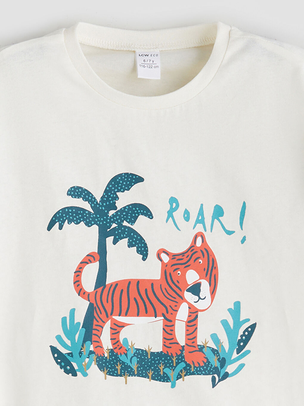 Ekru Bisiklet Yaka Baskılı Erkek Çocuk Tişört-2