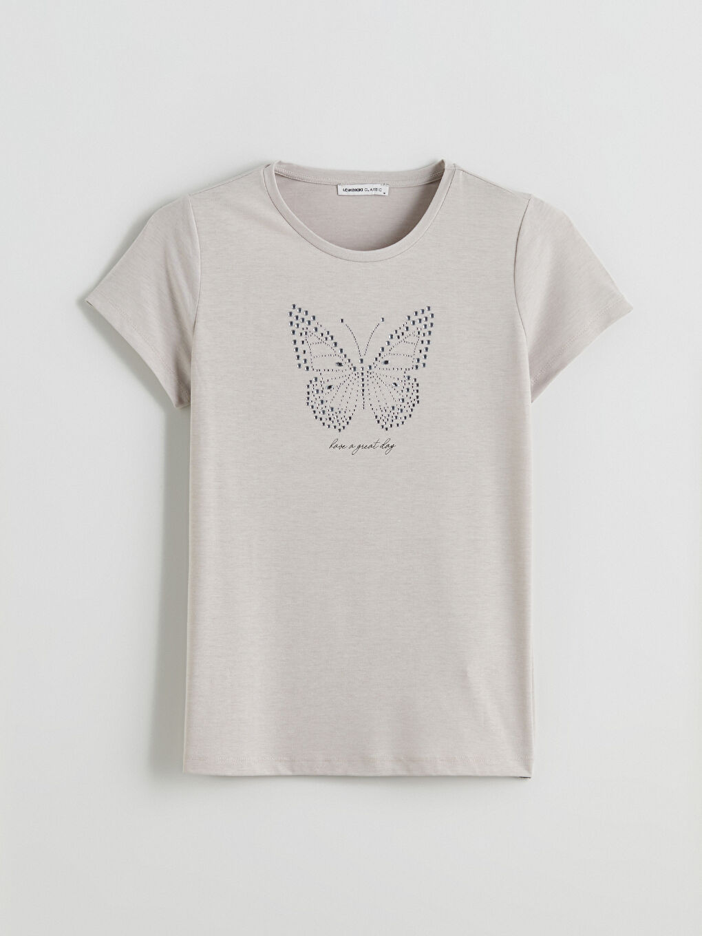 LCWAIKIKI Classic Crew Neck Embroidered Women's T-Shirt -S5JB65Z8-QYF