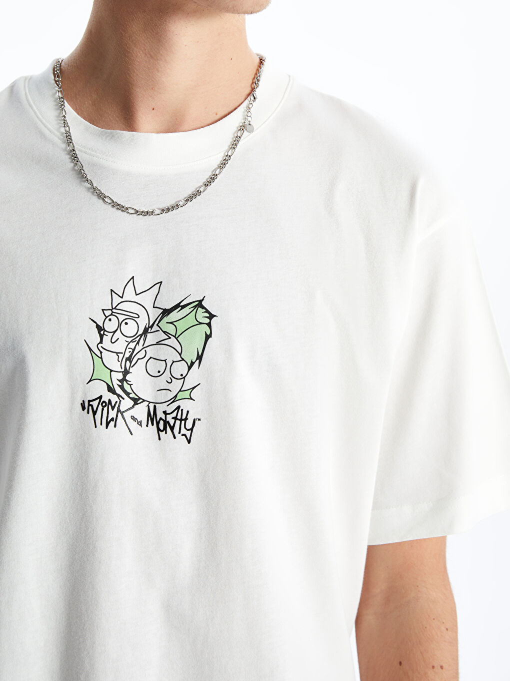 Crew Neck Rick and Morty Printed Combed Men's T-Shirt -S5JB85Z8-R9J