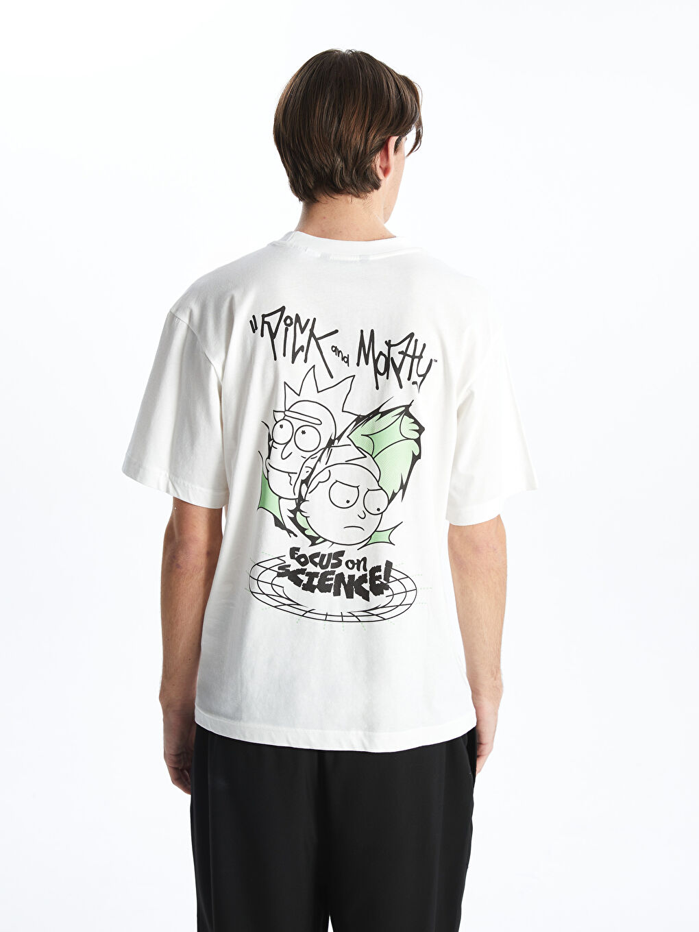 Crew Neck Rick and Morty Printed Combed Men's T-Shirt -S5JB85Z8-R9J