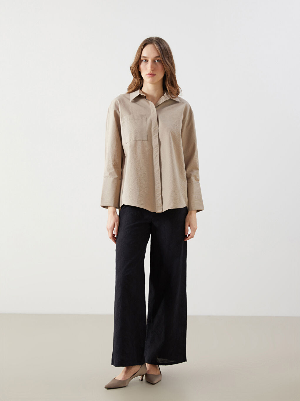 LCW Modest Oversize Poplin Women's Shirt Tunic -S5JB89Z8-D1N