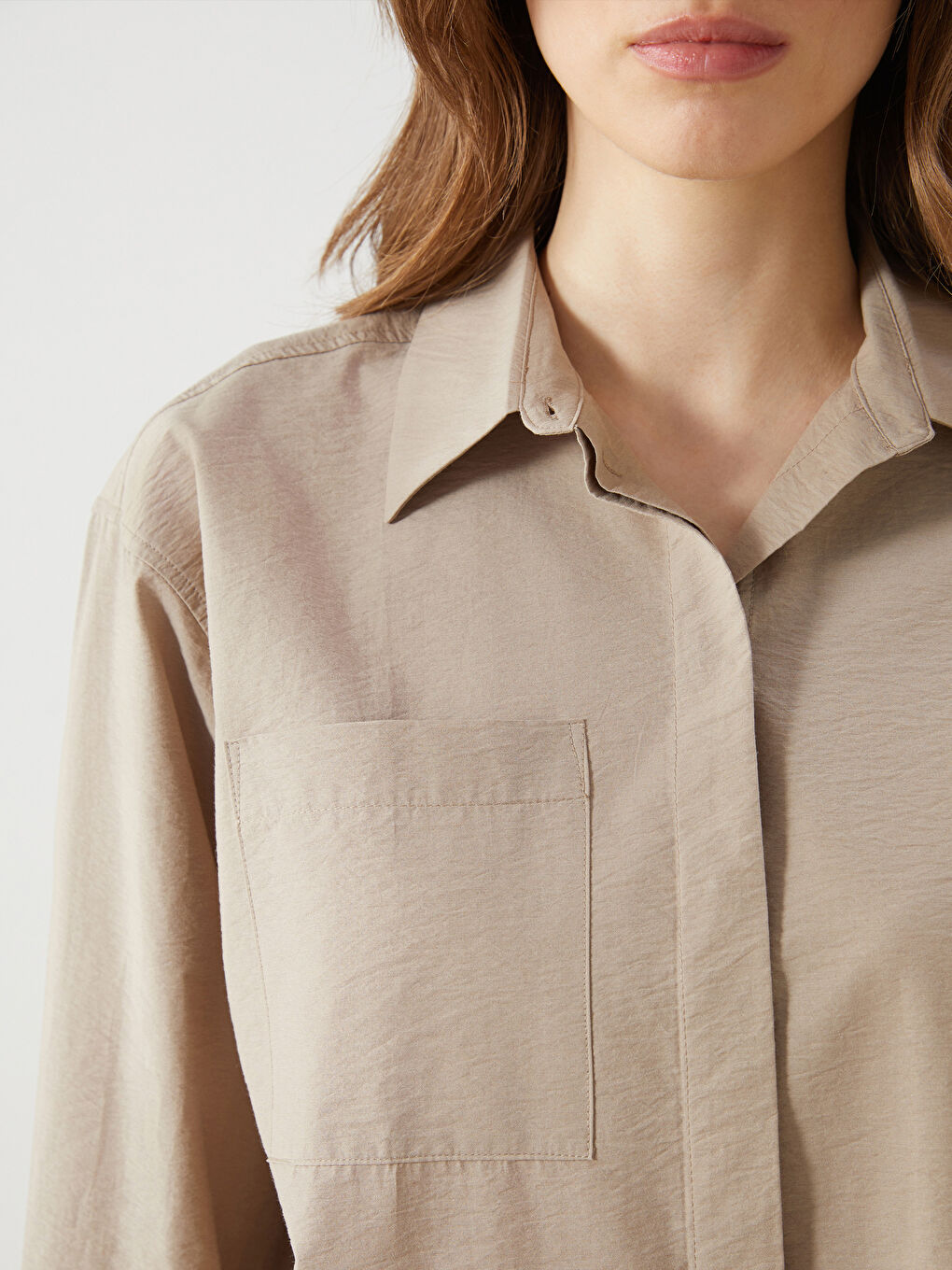 LCW Modest Oversize Poplin Women's Shirt Tunic -S5JB89Z8-D1N