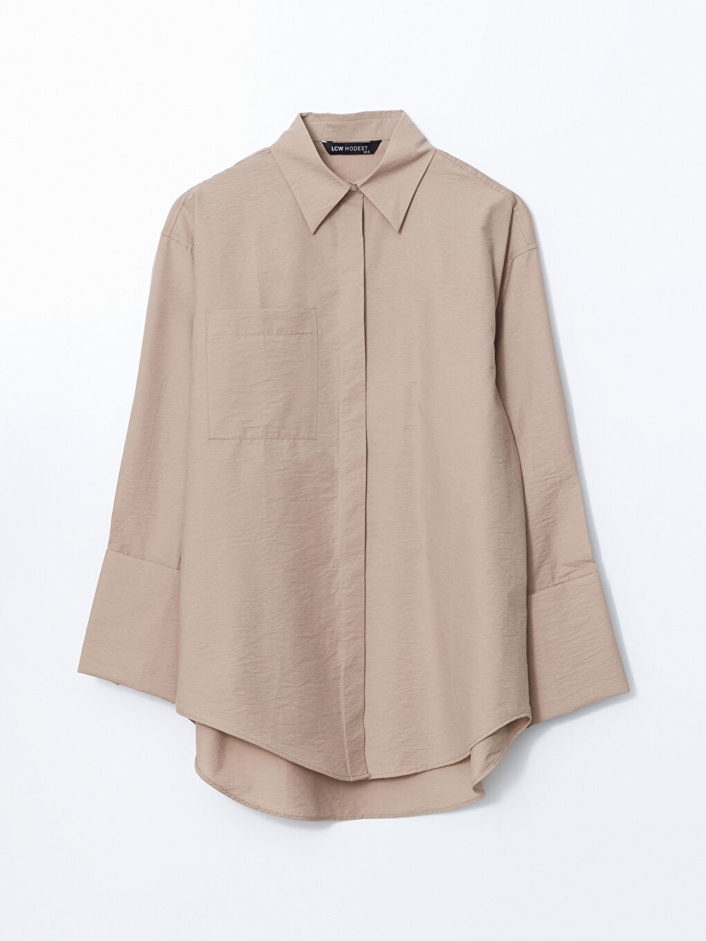 LCW Modest Oversize Poplin Women's Shirt Tunic -S5JB89Z8-D1N
